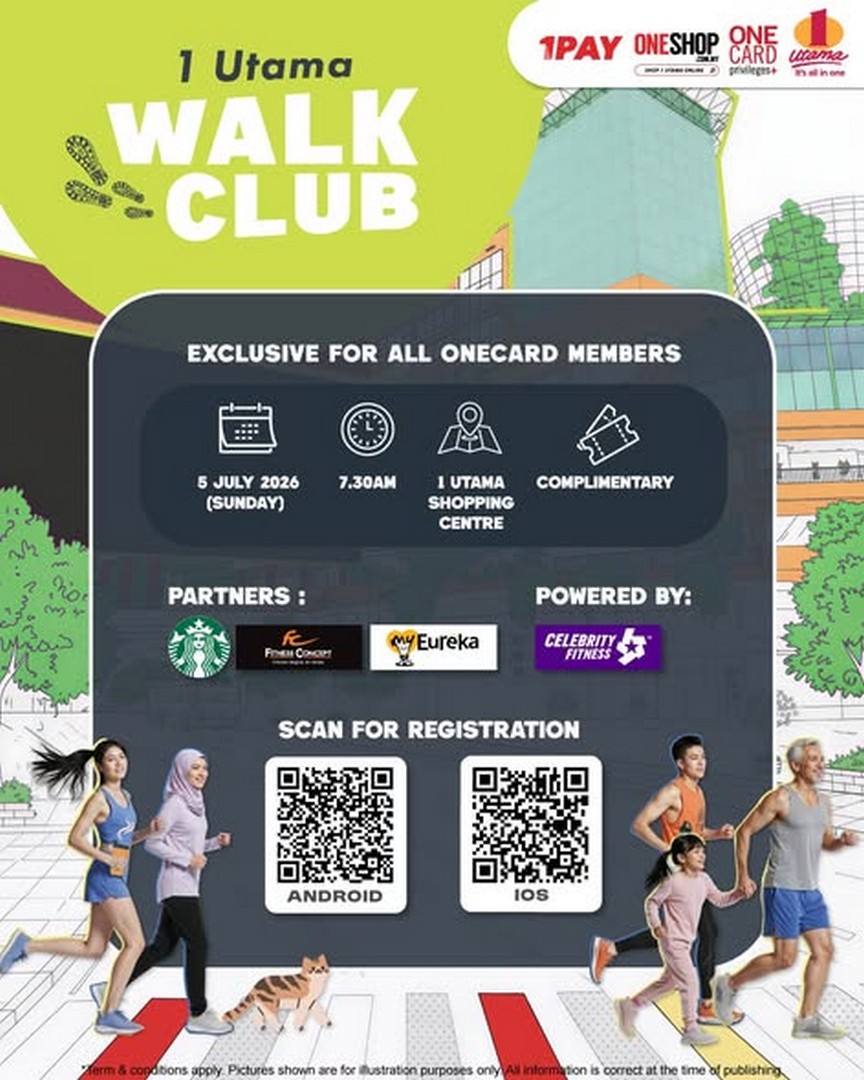1-Utama-Shopping-Centre-ONECARD-Walk-Club-Morning-Wellness-Walk-Event 5 July 2026: 1 Utama Shopping Centre ONECARD Walk Club Morning Wellness Walk Event, Complimentary Community Fitness Programme, Limited Slots