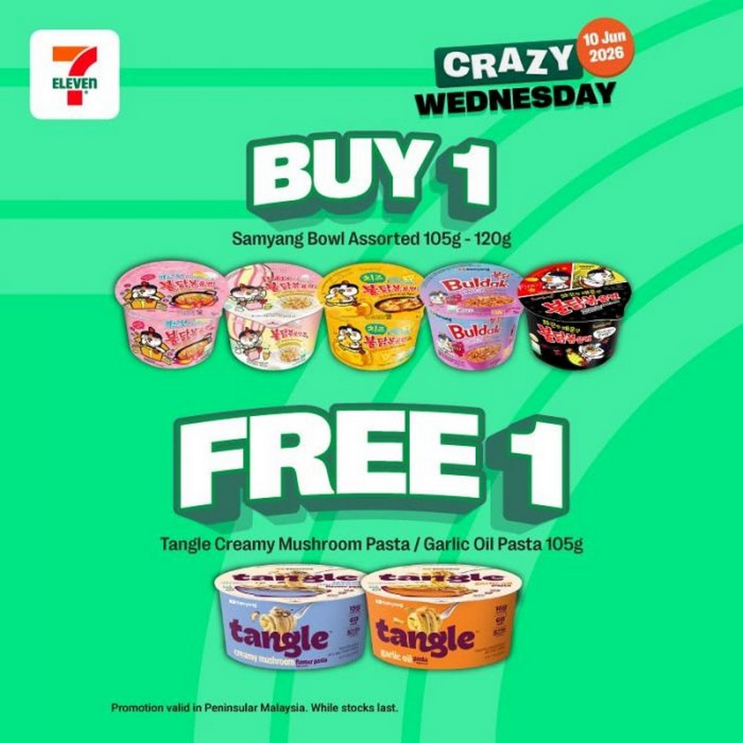 7-Eleven-Malaysia-Crazy-Wednesday-Promotion-1-1 10 June 2026: 7-Eleven Malaysia Crazy Wednesday Promotion: Buy 1 Free 1, RM1 Deals & Midweek Snack Savings Sale Promotion
