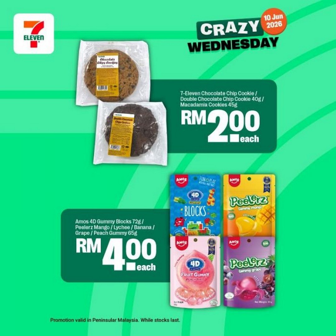 7-Eleven-Malaysia-Crazy-Wednesday-Promotion-14 10 June 2026: 7-Eleven Malaysia Crazy Wednesday Promotion: Buy 1 Free 1, RM1 Deals & Midweek Snack Savings Sale Promotion