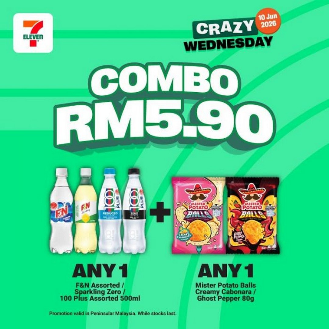 7-Eleven-Malaysia-Crazy-Wednesday-Promotion-2 10 June 2026: 7-Eleven Malaysia Crazy Wednesday Promotion: Buy 1 Free 1, RM1 Deals & Midweek Snack Savings Sale Promotion