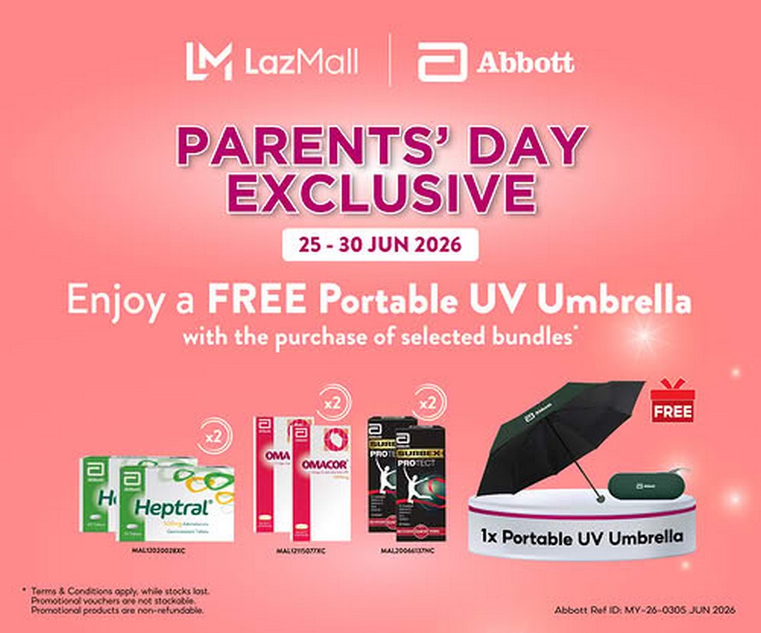 Abbott-Medicines-Malaysia-FREE-Portable-UV-Umbrella-Giveaway-Promotion 25–30 June 2026: Abbott Medicines Malaysia FREE Portable UV Umbrella Giveaway Promotion with Selected Bundle Purchases on Lazada