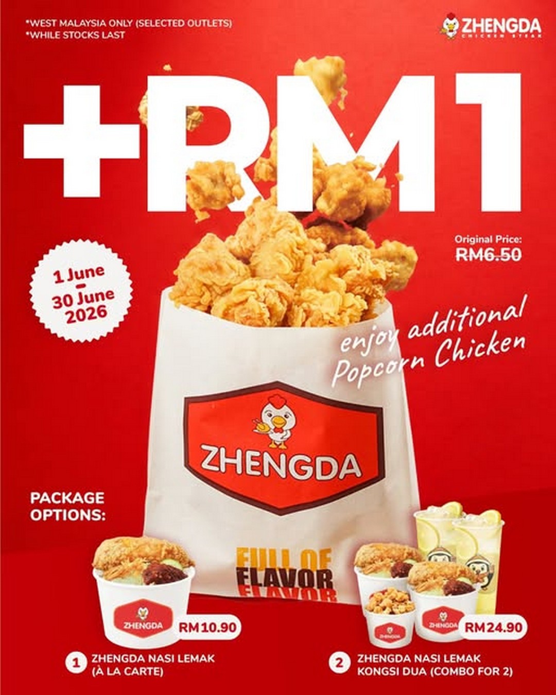 Ai-CHA-Malaysia-Zhengda-Nasi-Lemak-Promotion 1-30 June 2026: Ai-CHA Malaysia Zhengda Nasi Lemak Promotion – Add Popcorn Chicken for Only RM1 at Selected West Malaysia Outlets