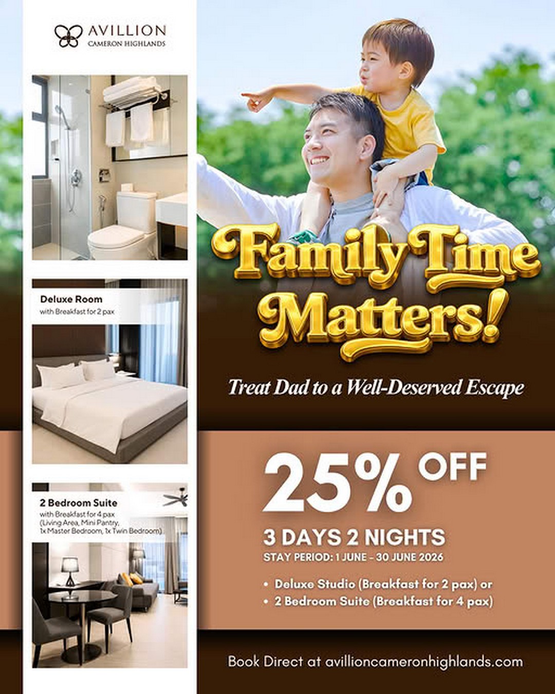 Avillion-Cameron-Highlands-Fathers-Day-25-OFF 1-30 June 2026: Avillion Cameron Highlands Father’s Day 25% OFF Staycation Promotion, 3 Days 2 Nights Family Highland Escape
