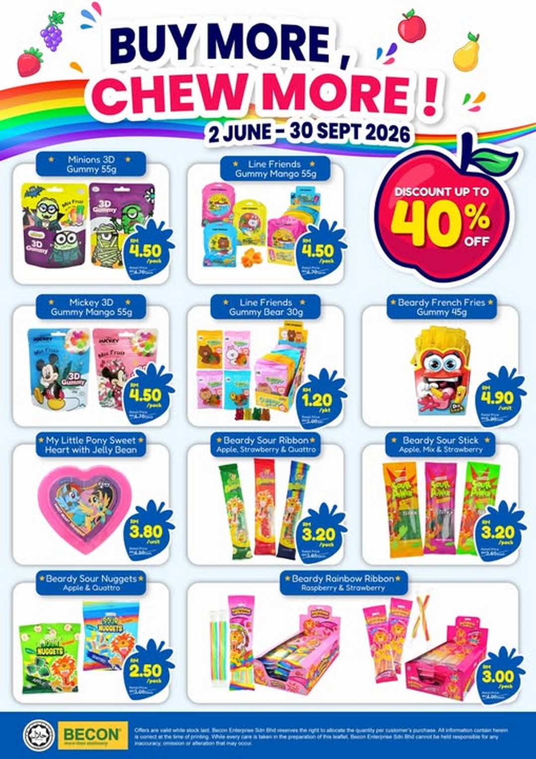Becon-Stationery-Gummy-Lovers-Promotion 2 June – 30 September 2026: Becon Stationery Gummy Lovers Promotion – Sweet Treats Available at Selected Outlets While Stocks Last