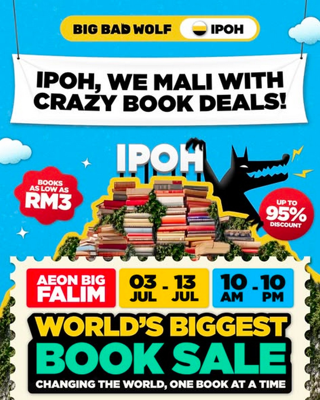 Big-Bad-Wolf-Books-Ipoh-Sale-at-AEON-BIG-Falim 3–13 July 2026: Big Bad Wolf Books Ipoh Sale at AEON BIG Falim – Books from RM3, Up to 95% Off and a Chance to Win a Gold Bar