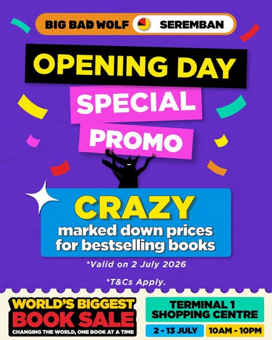 Big-Bad-Wolf-Books-Massive-Book-Sale-Event-at-Terminal-1-Shopping-Centre 2-13 July 2026: Big Bad Wolf Books, Massive Book Sale Event at Terminal 1 Shopping Centre, Free Admission, Up to Huge Discounts on Popular Titles