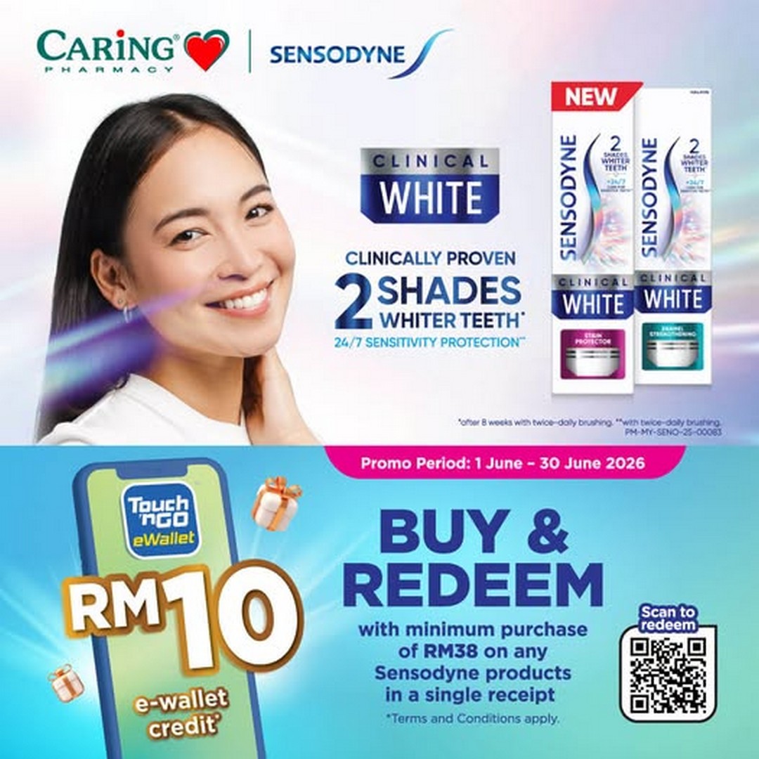 CARiNG-Pharmacy-Sensodyne-Promotion 1-30 June 2026: CARiNG Pharmacy Sensodyne Promotion – Buy RM38 and Redeem RM10 Touch ’n Go eWallet Credit