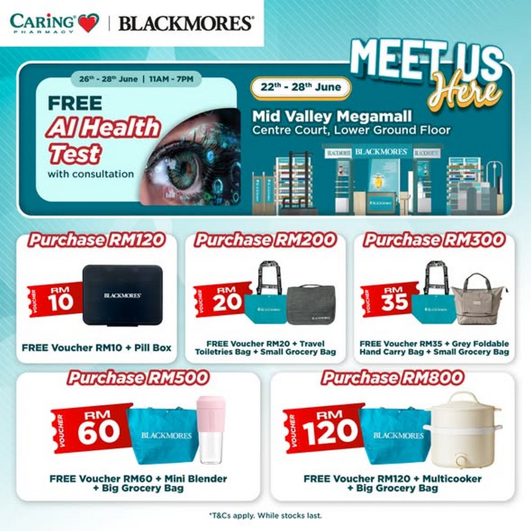CARiNG-Pharmacy-x-Blackmores-Roadshow-Health-Promotion 22–28 June 2026: CARiNG Pharmacy x Blackmores Roadshow, Health Promotion & Free Health Test Event at Mid Valley Megamall KL