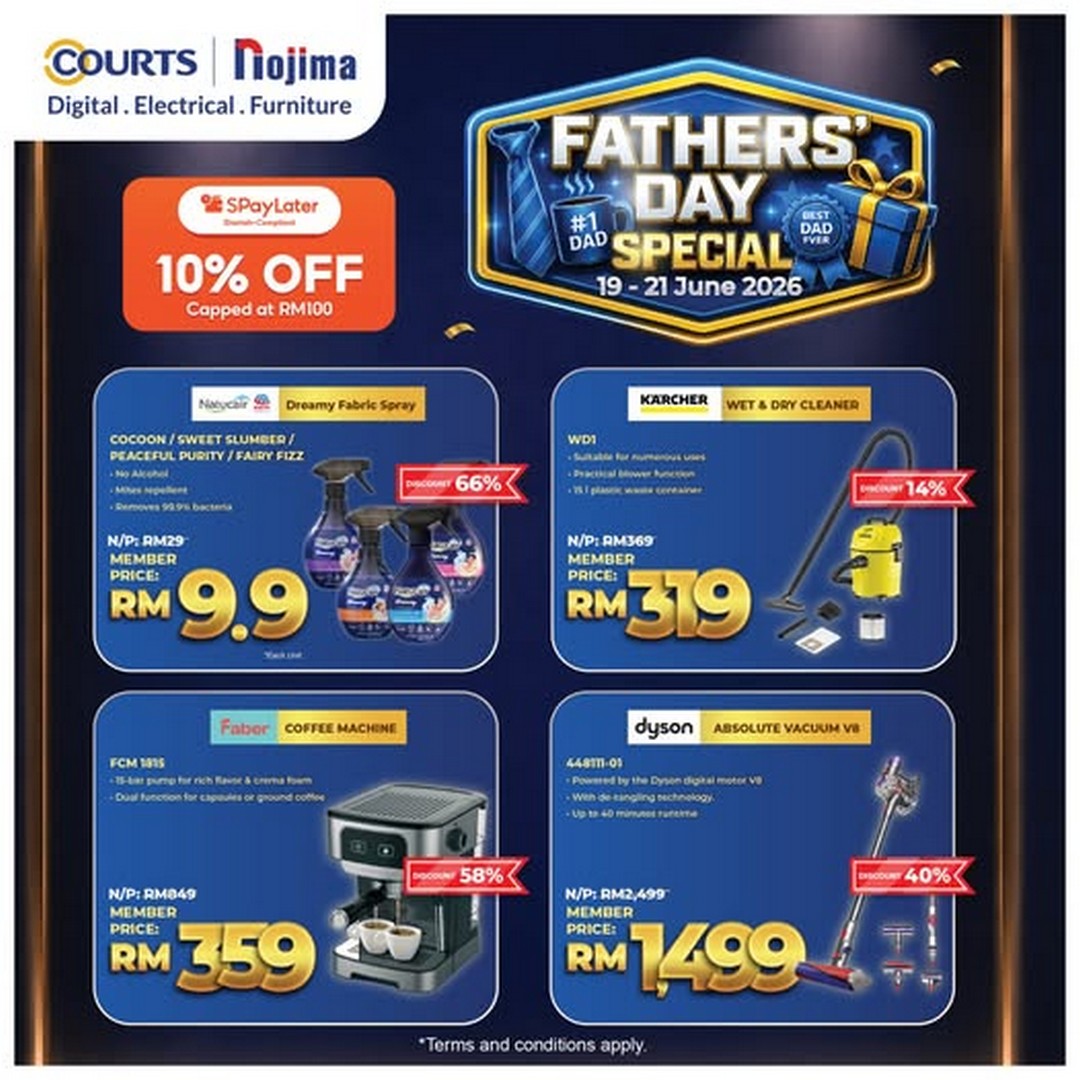 COURTS-Fathers-Day-Special-Home-Appliance-Sale 19–21 June 2026: COURTS Father’s Day Special Home & Appliance Sale Promotion with Up to 66% Savings Across Selected Essentials in Malaysia