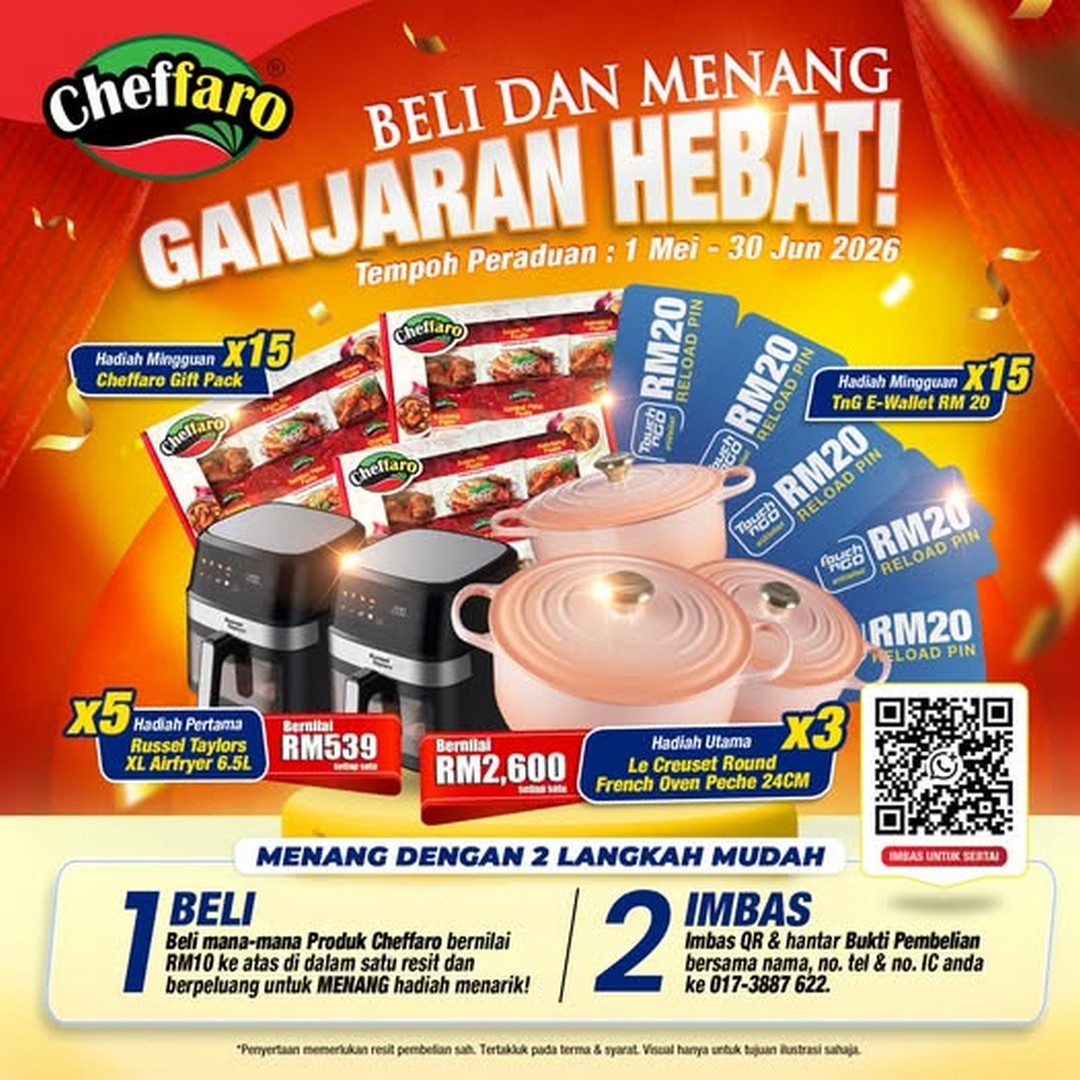 Cheffaro-Big-Reward-Contest-Giveaway-Promotion 1 May 2026 – 30 June 2026: Cheffaro Big Reward Contest Giveaway Promotion in Malaysia with Kitchen Prizes Worth Winning