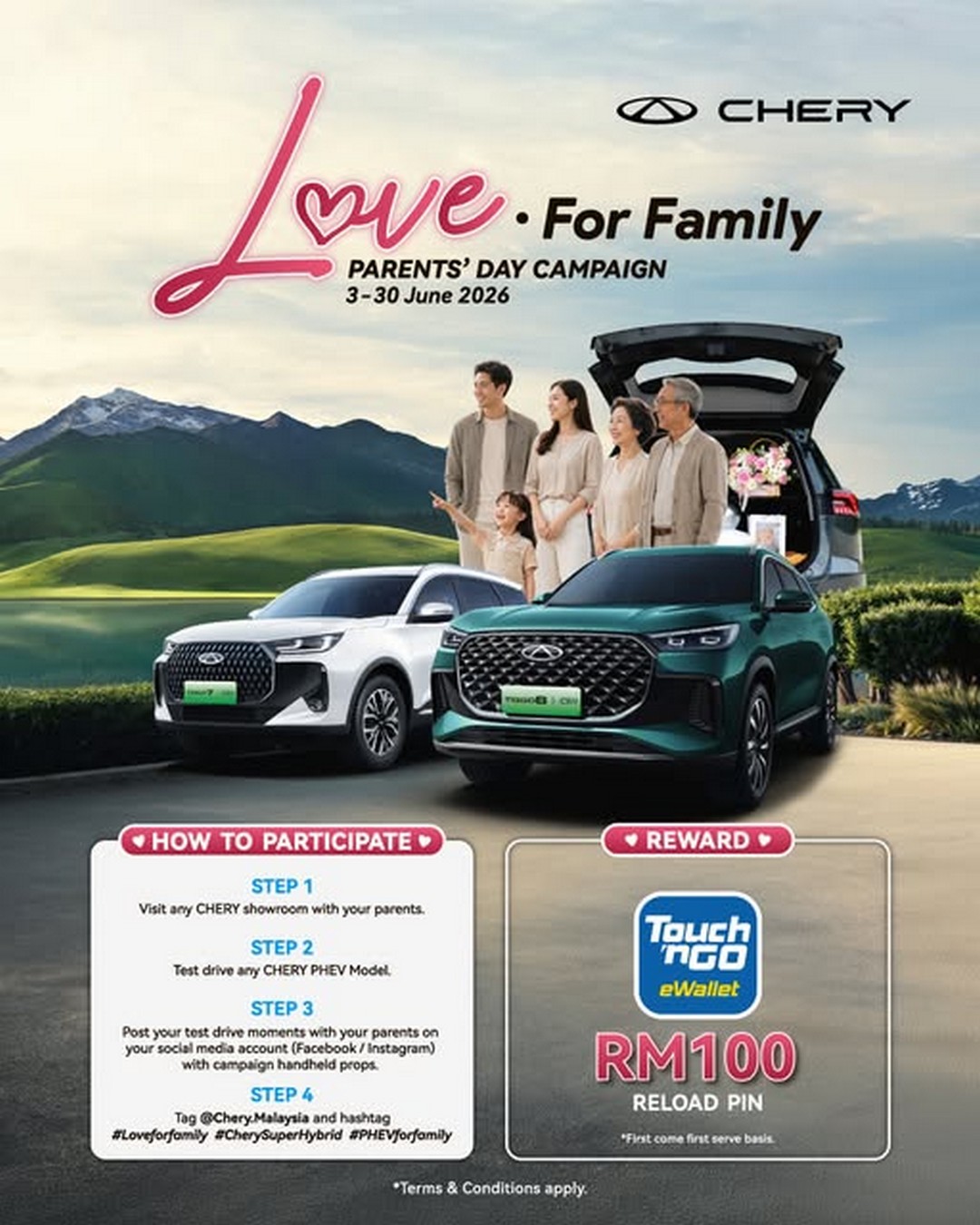 Chery-Malaysia-Love-For-Family-Parents-Day-Campaign-Test-Drive-Promotion 3–30 June 2026: Chery Malaysia: Love For Family Parents’ Day Campaign Test Drive Promotion with RM100 Touch ’n Go eWallet Reward