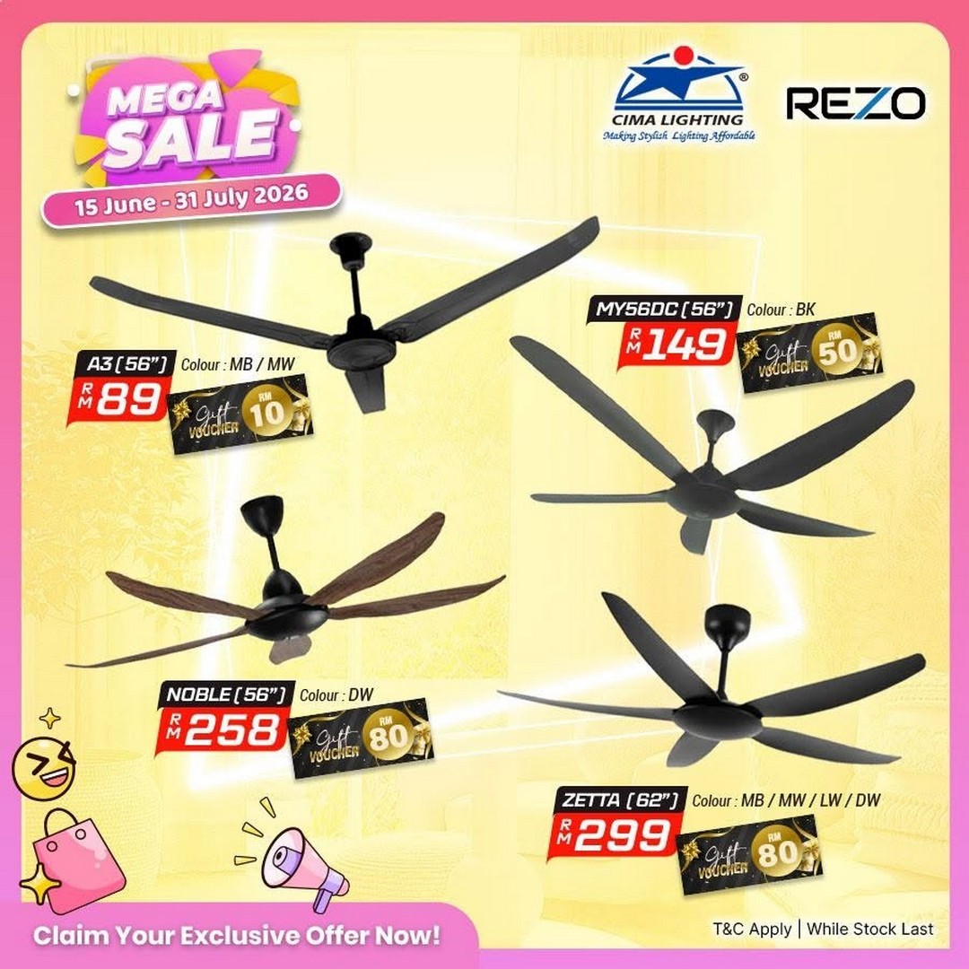 Cima-Lighting-Mega-Sale-7 15 June–31 July 2026: Cima Lighting Mega Sale: Up to 70% Off Home & Electrical Appliances + Free Voucher Deals Across Selected Brands
