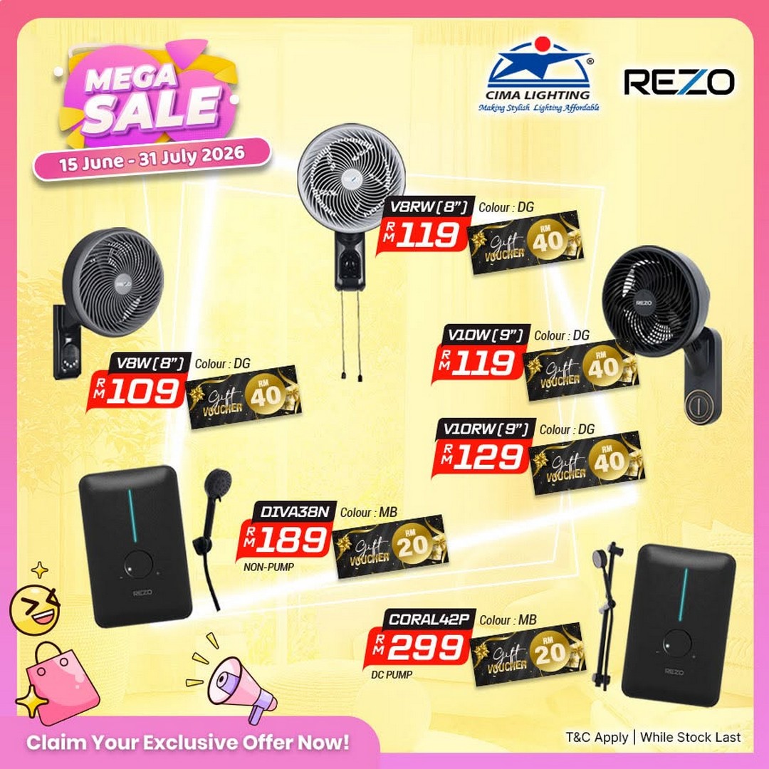 Cima-Lighting-Mega-Sale-8 15 June–31 July 2026: Cima Lighting Mega Sale: Up to 70% Off Home & Electrical Appliances + Free Voucher Deals Across Selected Brands