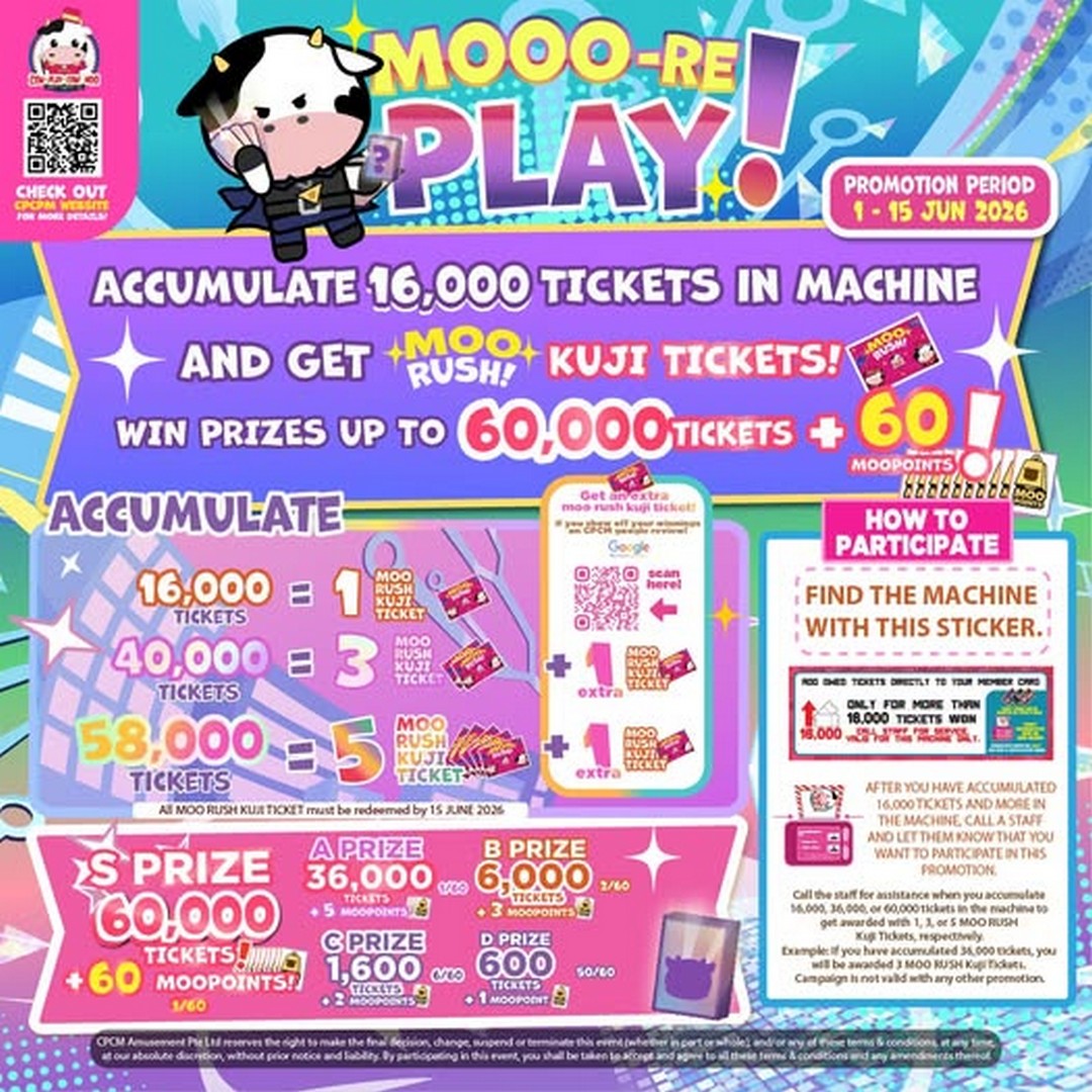 Cow-Play-Cow-Moo-MOOO-re-Play-Ticket-Kuji-Promotion 1–15 June 2026: Cow Play Cow Moo MOOO-re Play Ticket Kuji Promotion – Win Up to 60,000 Tickets and 60 Moopoints in This Exciting Arcade Giveaway