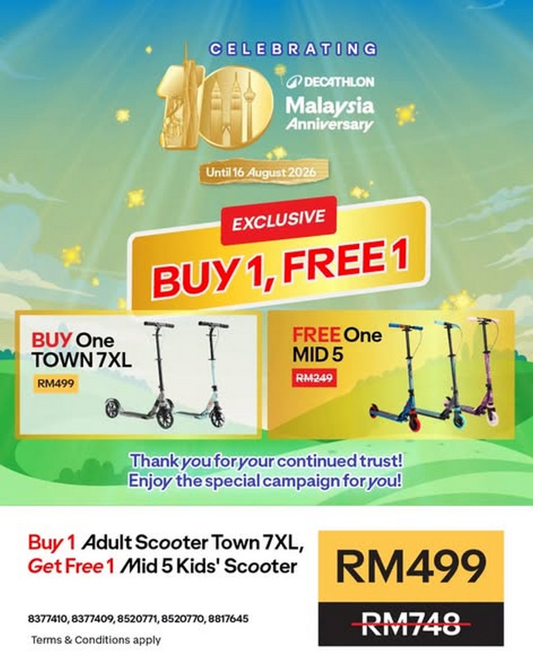 Decathlon-Malaysia-10th-Anniversary-Buy-1-Free-Promotion Now till 16 August 2026: Decathlon Malaysia 10th Anniversary Buy 1 Free Promotion, Nationwide Sports Gear Celebration Deals