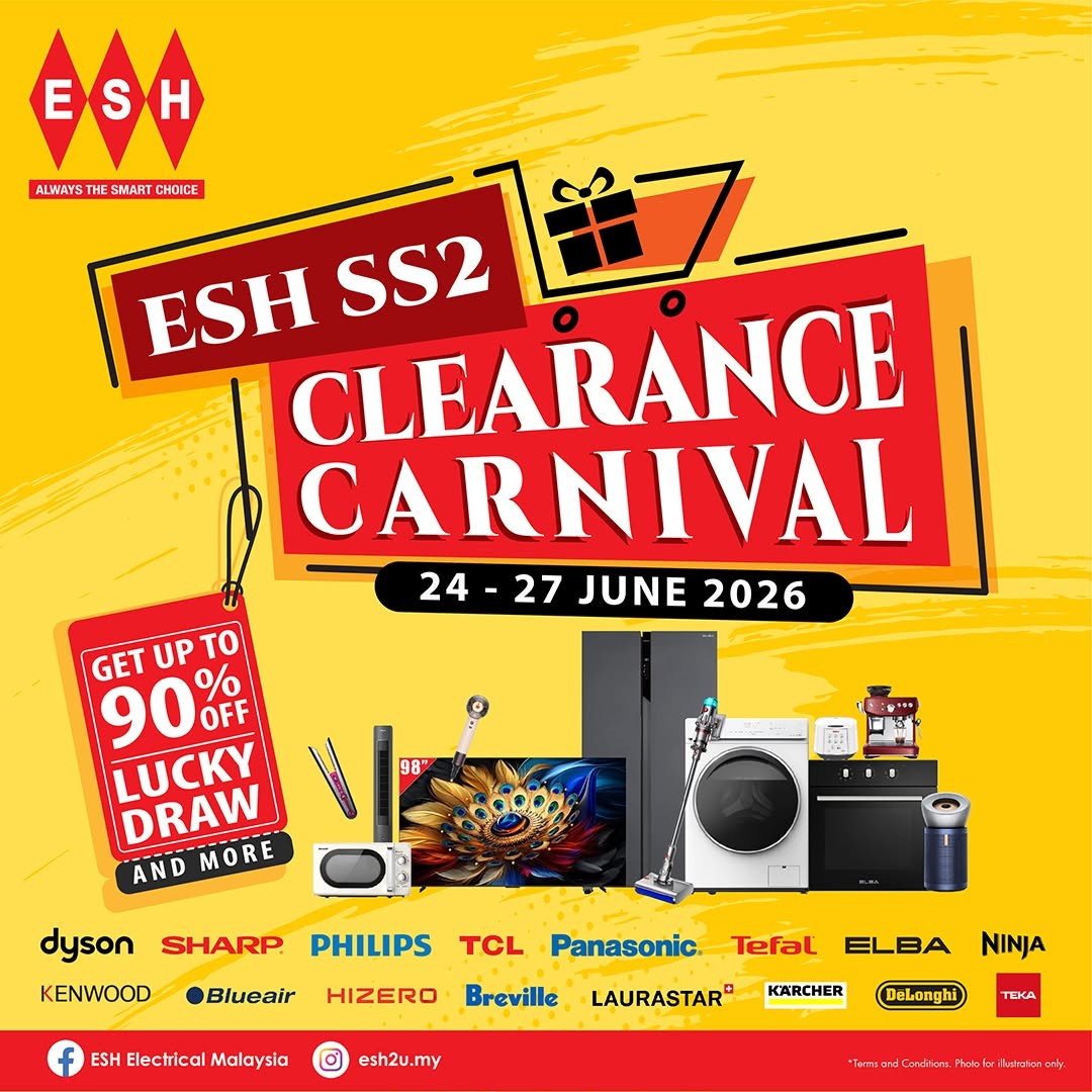 ESH-Electrical-Malaysia-SS2-Clearance-Carnival 24–27 June 2026: ESH Electrical Malaysia SS2 Clearance Carnival, Mega Home Appliance Clearance Sale with Up to 90% OFF & Lucky Draw Event