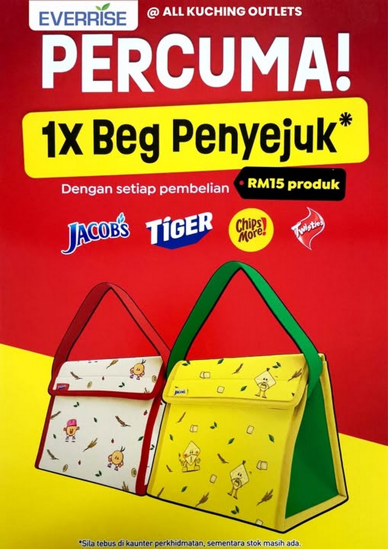 Everrise-Kuching-Jacobs-Tiger-Chipsmore-Twisties-Free-Cooler-Bag-Promotion 18 June 2026 onwards: Everrise Kuching, Jacob’s, Tiger, Chipsmore & Twisties Free Cooler Bag Promotion with RM15 Spend Deal