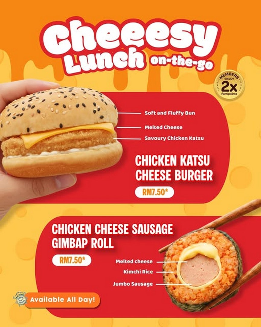 FamilyMart-Malaysia-What-The-Cheese-Launch-–-Chicken-Katsu-Cheese-Burger-Gimbap-Roll-Promotion 17 June 2026 onwards: FamilyMart Malaysia, What The Cheese Launch – Chicken Katsu Cheese Burger & Gimbap Roll Promotion, Grab & Go Cheese Delight