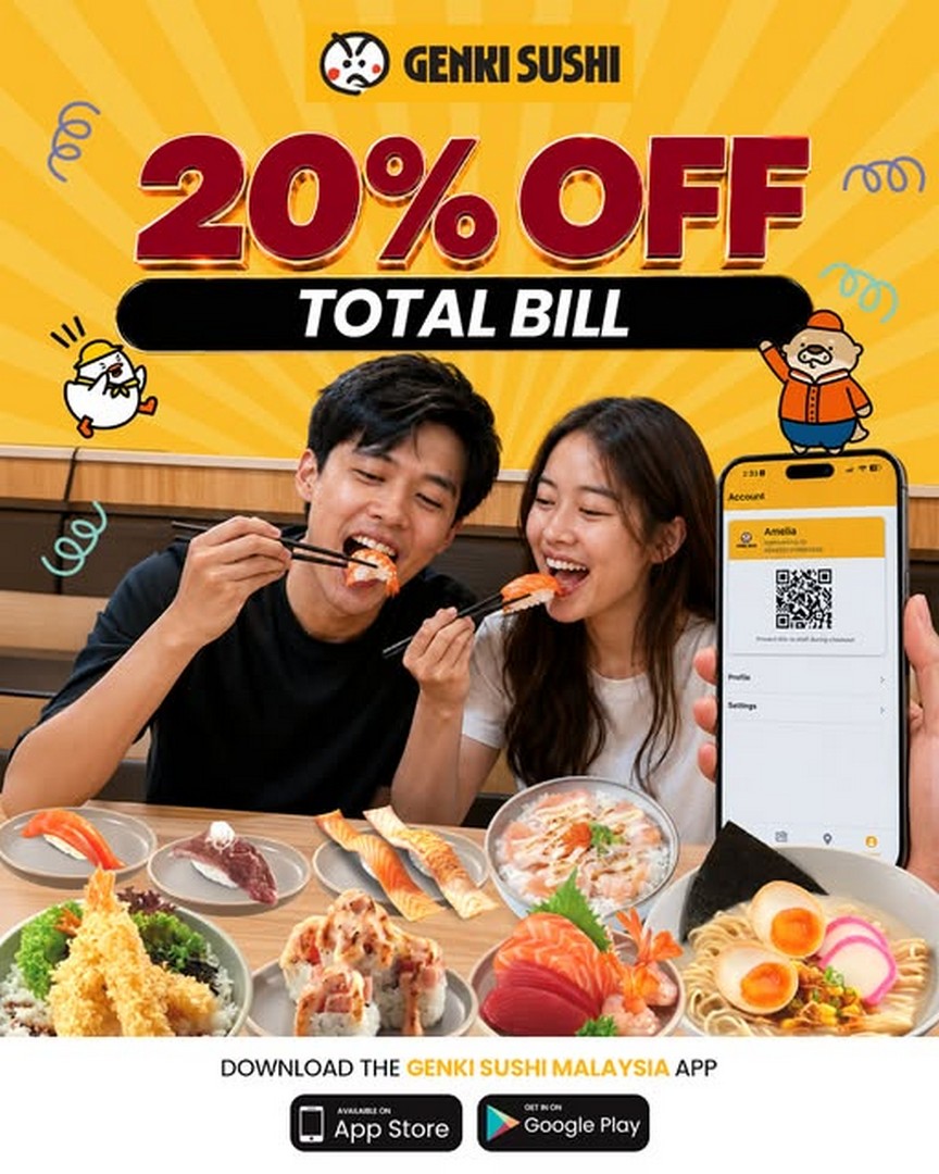 Genki-Sushi-Malaysia-20-OFF-Total-Bill-Promotion 24 June 2026 onwards: Genki Sushi Malaysia 20% OFF Total Bill Promotion for Genki App Members