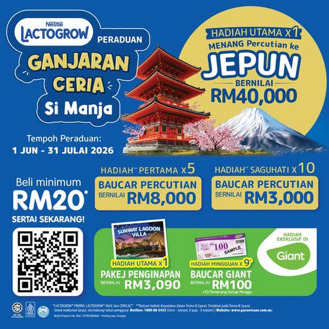 Giant-Malaysia-Lactogrow-Promotion-Giveaway-Campaign 1 June–31 July 2026: Giant Malaysia Lactogrow Promotion Giveaway Campaign – Win a Trip to Japan and Sunway Lagoon with RM20 Purchase Entry