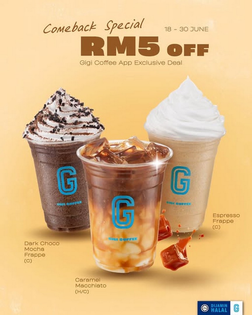 Gigi-Coffee-Favourites-Return-App-Exclusive-RM5-Off-Beverage-Promotion 18–30 June 2026: Gigi Coffee “Favourites Return” App Exclusive RM5 Off Beverage Promotion Deal