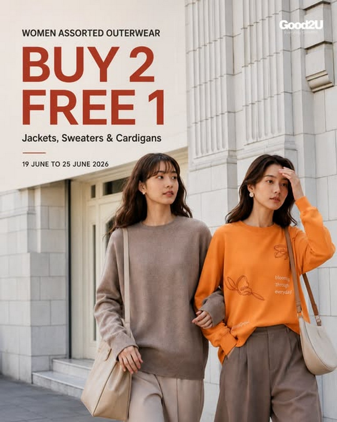 Good2U-Buy-2-Free-1-Promotion-–-Selected-Womens-Outerwear Now till 25 June 2026: Good2U Buy 2 Free 1 Promotion – Selected Women’s Outerwear from Only RM59.80 for 3 Pieces