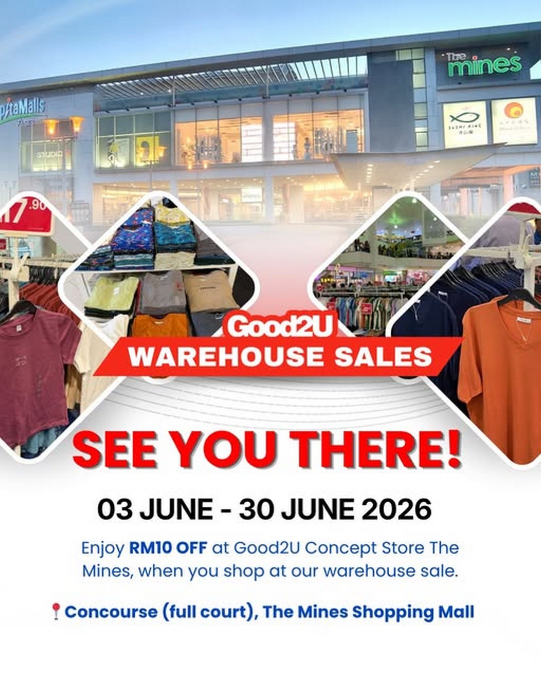 Good2U-Warehouse-Sale-@-The-Mines-Shopping-Mall-Massive-Fashion 3–30 June 2026: Good2U Warehouse Sale @ The Mines Shopping Mall, Massive Fashion Bargains Promotion
