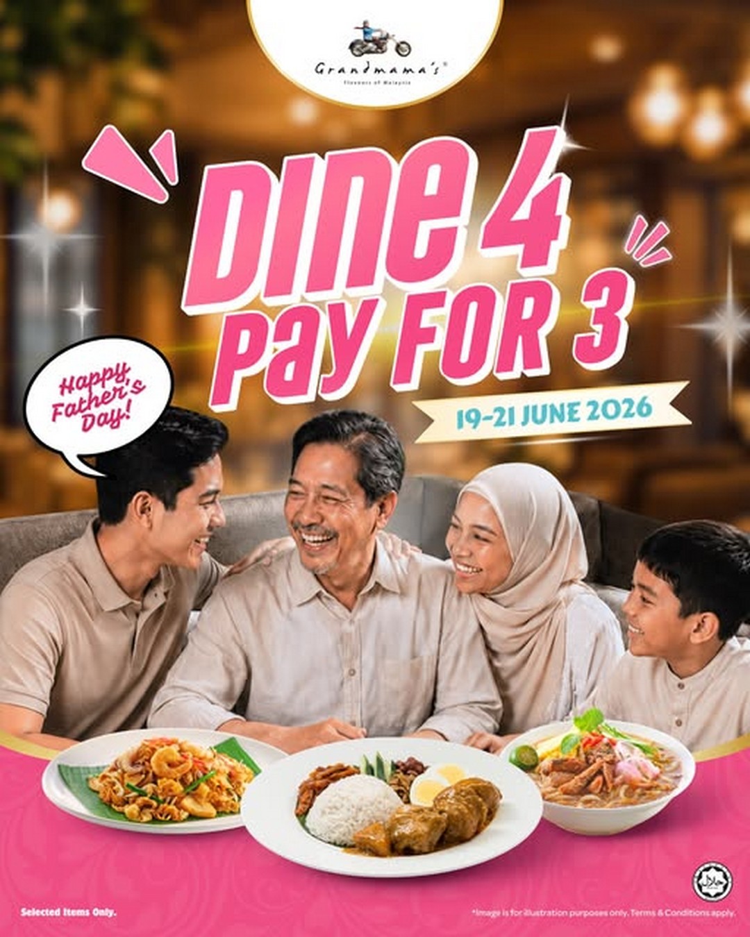 Grandmamas-Malaysia-Fathers-Day-Promotion 19-21 June 2026: Grandmama's Malaysia Father's Day Promotion – Order Any 4 Dishes and Pay for Only 3 at Selected Outlets Nationwide