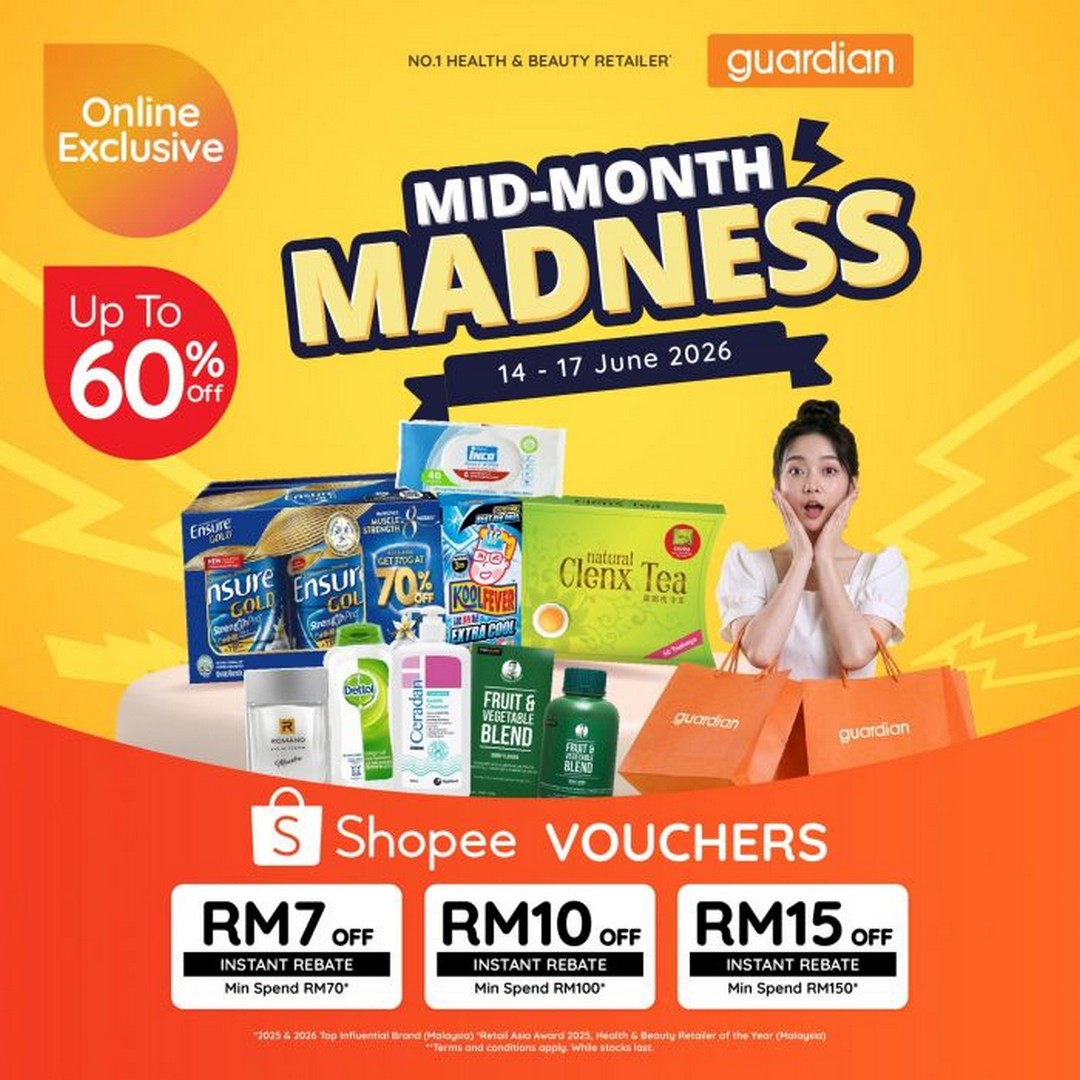 Guardian-Shopee-Mid-Month-Sale-Promotion 14-17 June 2026: Guardian Shopee Mid-Month Sale Promotion – Enjoy Up to 60% OFF Plus Extra Rebates Up to RM15 on Health & Beauty Essentials