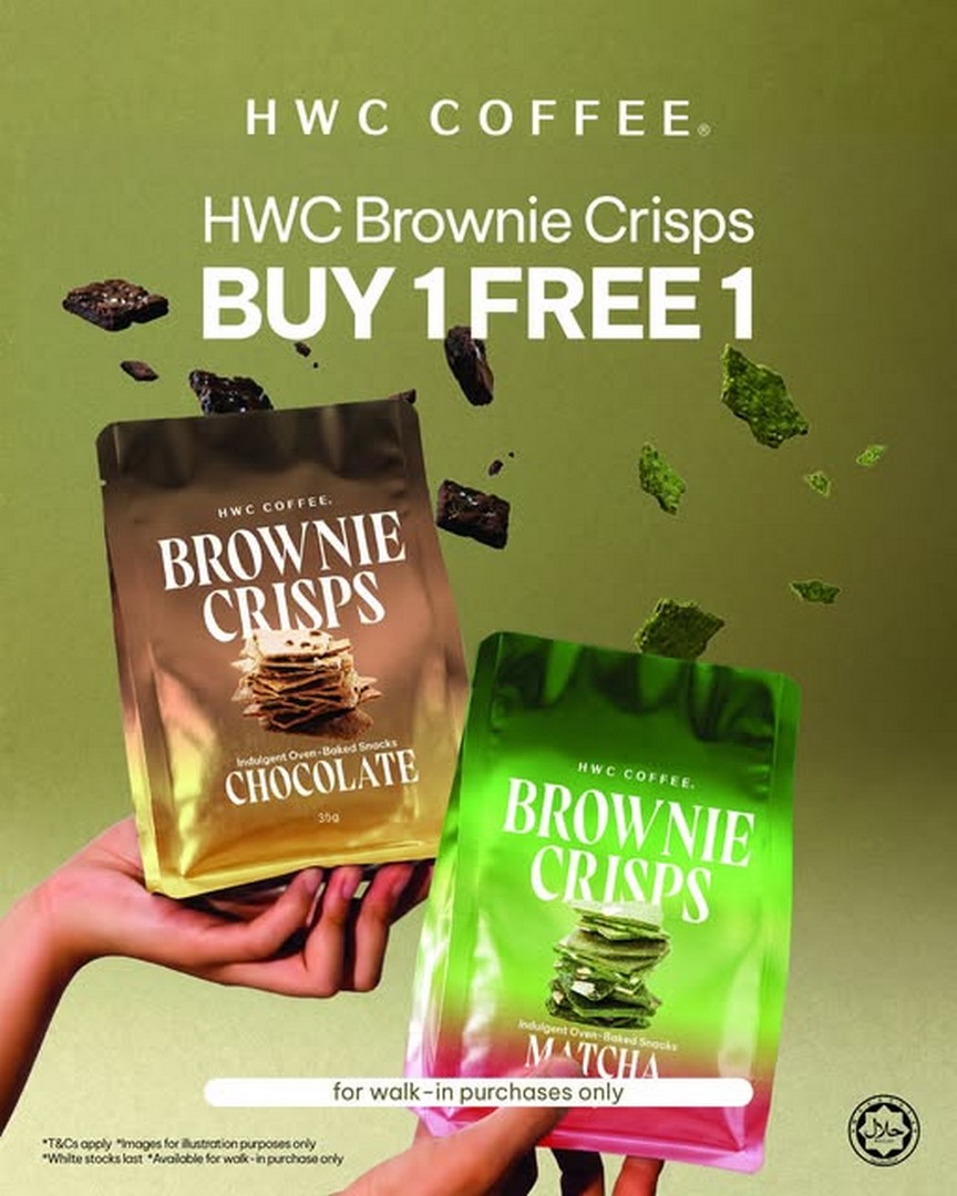 HWC-Coffee-Malaysia-Buy-1-Free-1-Brownie-Crisps-Promotion 23 June – 5 July 2026: HWC Coffee Malaysia Buy 1 Free 1 Brownie Crisps Promotion – Enjoy Double the Crunch for the Price of One