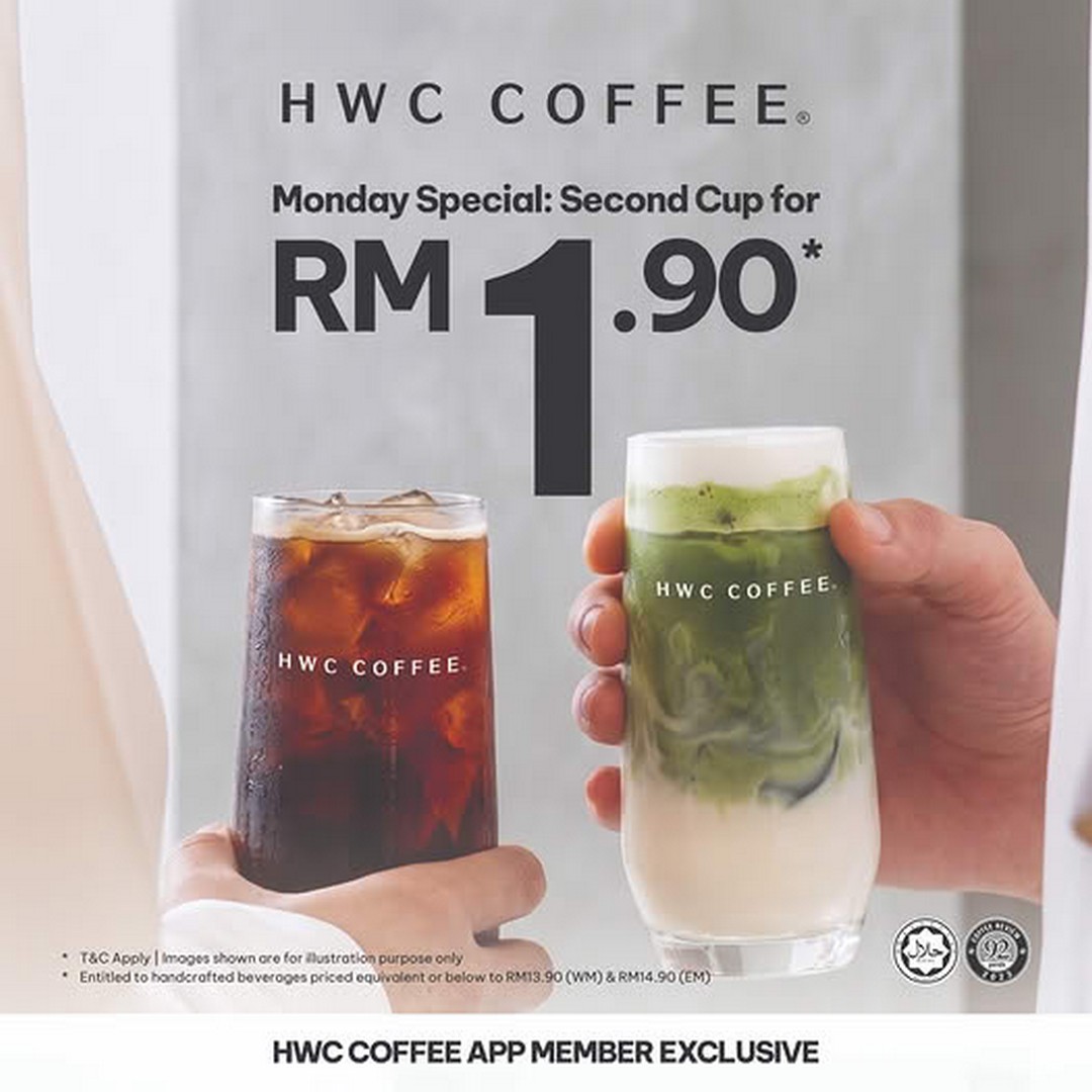 HWC-Coffee-Malaysia-RM1.90-Second-Cup-Promotion-Every-Monday 15 June 2026 onwards: HWC Coffee Malaysia RM1.90 Second Cup Promotion Every Monday
