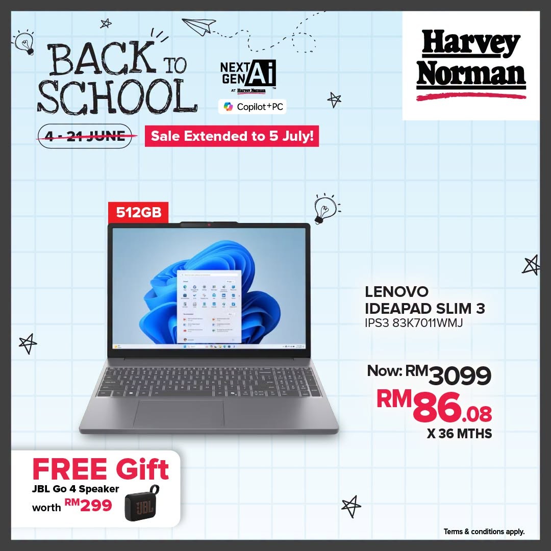Harvey-Norman-Malaysia-Back-to-School-Sale-7 Now till 5 July 2026: Harvey Norman Malaysia Back to School Sale – Save Up to RM1,000 and Receive a FREE JBL GO 4 Speaker Worth RM299 with Laptop Purchase Promotion