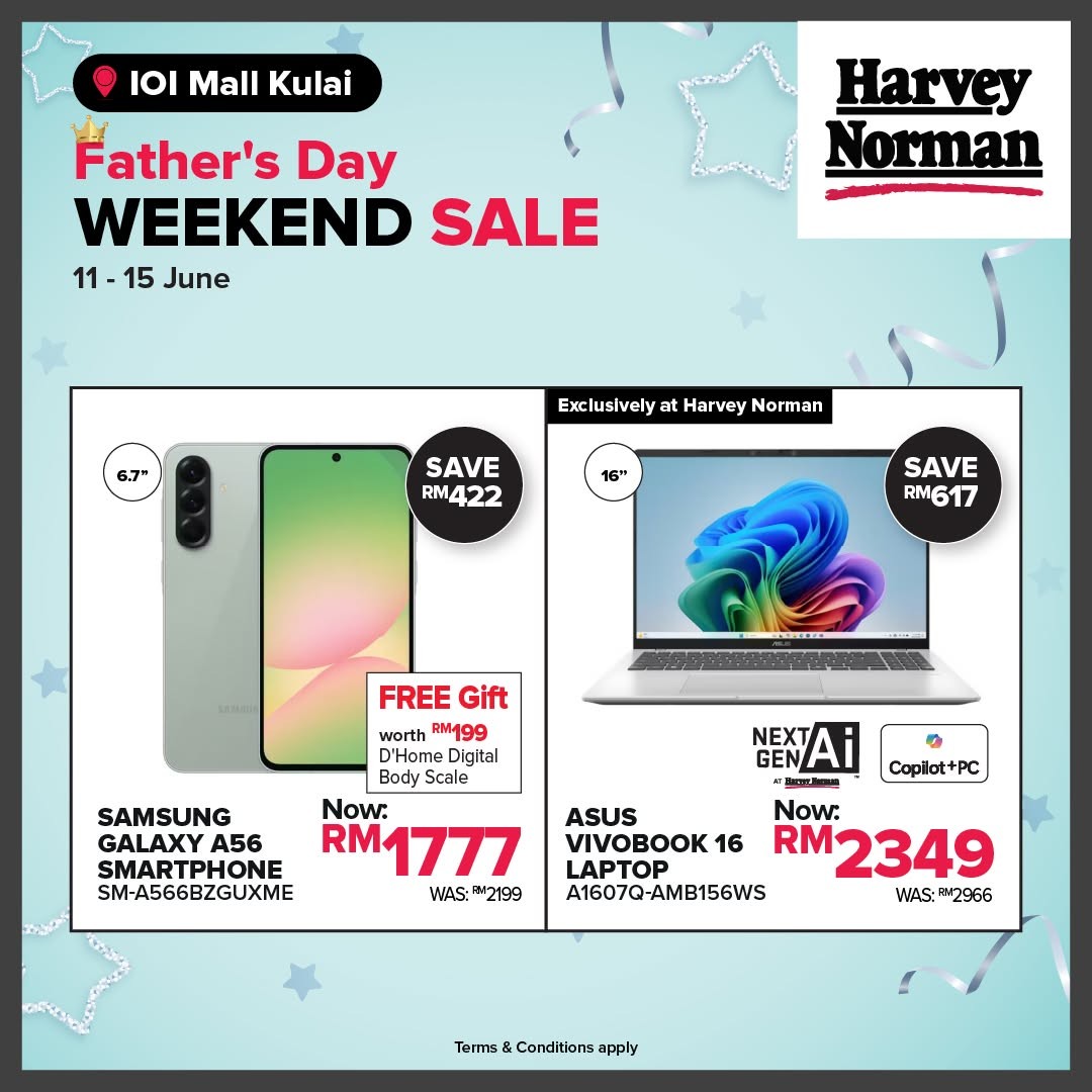 Harvey-Norman-Malaysia-Fathers-Day-Weekend-Sale-10 11-15 June 2026: Harvey Norman Malaysia Father’s Day Weekend Sale – Enjoy Up to 75% Off Storewide at Gurney Plaza and IOI Mall Kulai