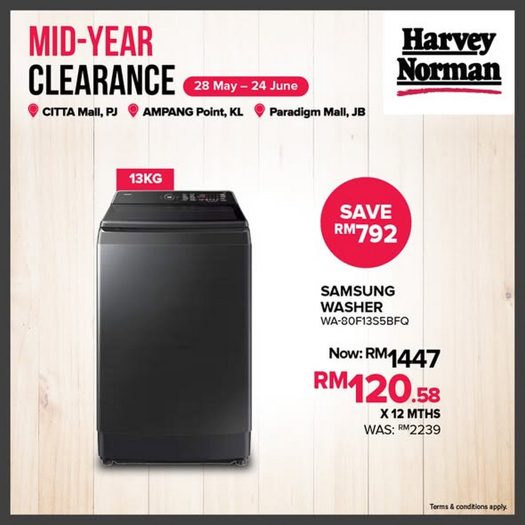 Harvey-Norman-Malaysia-Mid-Year-Clearance-Sale-1 28 May – 24 June 2026: Harvey Norman Malaysia Mid-Year Clearance Sale – Save Up to 80% Off at Factory Outlet Locations and Online Promotion
