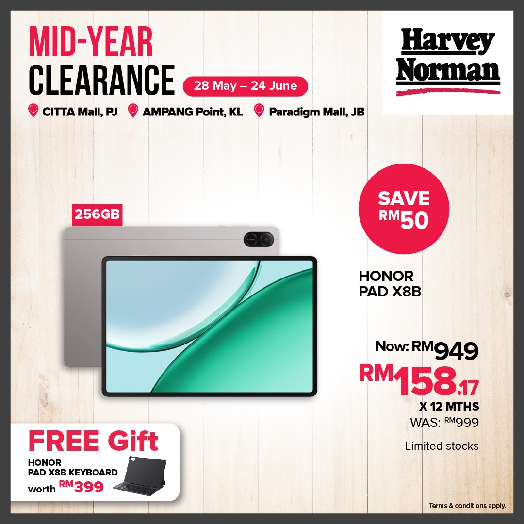 Harvey-Norman-Malaysia-Mid-Year-Clearance-Sale-8 28 May – 24 June 2026: Harvey Norman Malaysia Mid-Year Clearance Sale – Save Up to 80% Off at Factory Outlet Locations and Online Promotion