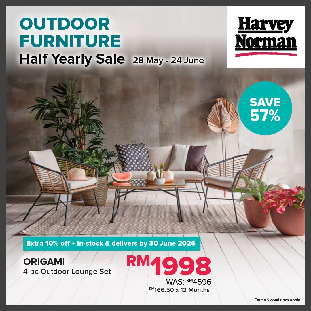 Harvey-Norman-Malaysia-Outdoor-Furniture-Promotion-4 28 May – 24 June 2026: Harvey Norman Malaysia Outdoor Furniture Promotion – Enjoy Up to 60% Off Plus Extra 10% Off Selected Sets