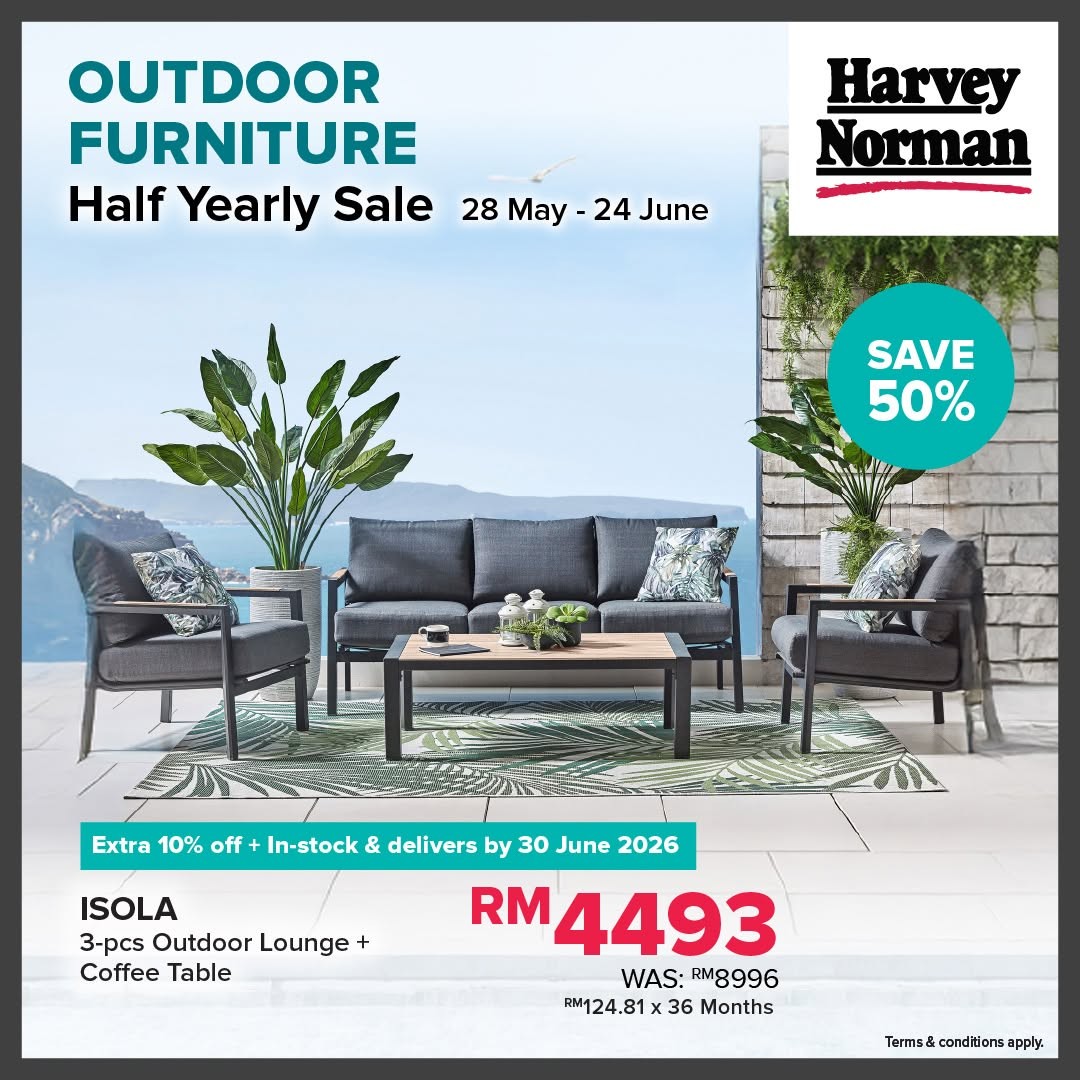Harvey-Norman-Malaysia-Outdoor-Furniture-Promotion-7 28 May – 24 June 2026: Harvey Norman Malaysia Outdoor Furniture Promotion – Enjoy Up to 60% Off Plus Extra 10% Off Selected Sets