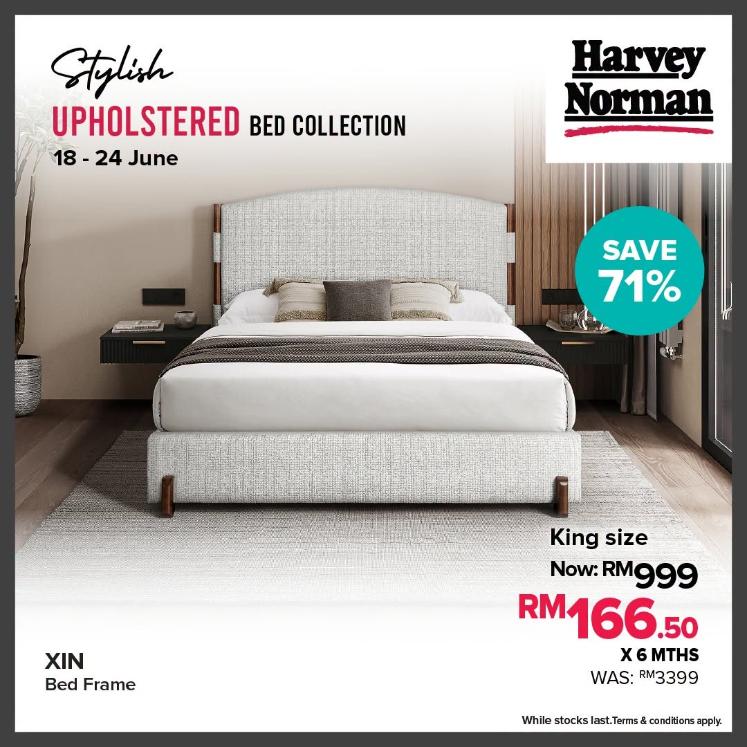 Harvey-Norman-Malaysia-Stylish-Upholstered-Bed-Collection-Promotion-5 18-24 June 2026: Harvey Norman Malaysia Stylish Upholstered Bed Collection Promotion – Enjoy Savings of Up to 74% Off Bedroom Furniture