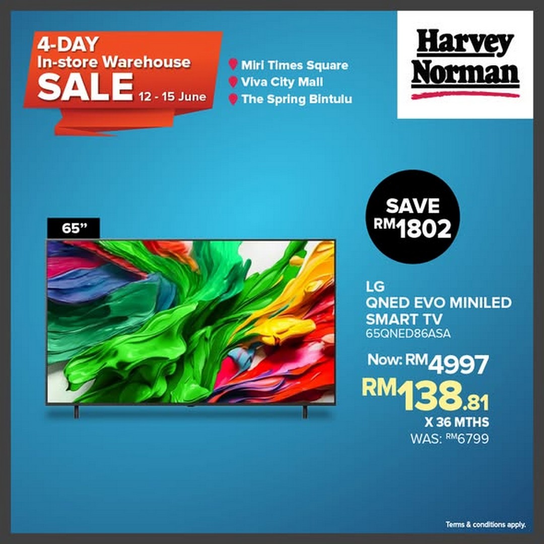 Harvey-Norman-Malaysia-Warehouse-Sale-Up-to-75-Off-In-Store-Clearance-2 12–15 June 2026: Harvey Norman Malaysia Warehouse Sale: Up to 75% Off In-Store Clearance Deals on Home & Tech Essentials in Sarawak