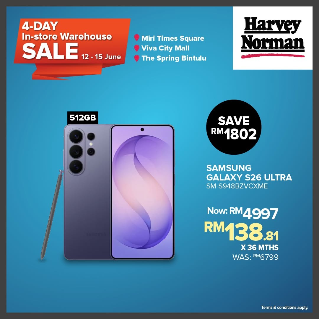 Harvey-Norman-Malaysia-Warehouse-Sale-Up-to-75-Off-In-Store-Clearance-5 12–15 June 2026: Harvey Norman Malaysia Warehouse Sale: Up to 75% Off In-Store Clearance Deals on Home & Tech Essentials in Sarawak