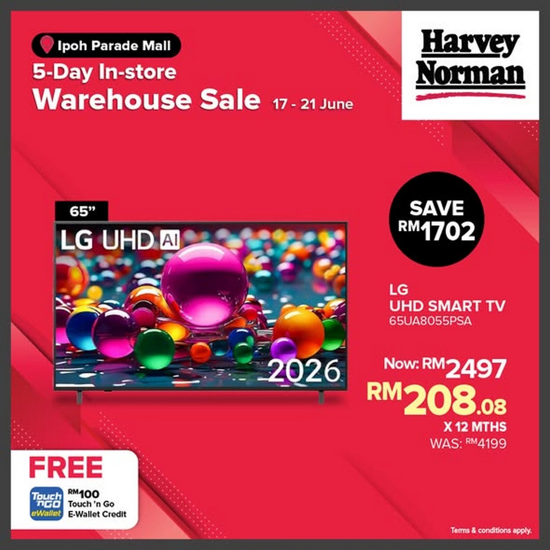 Harvey-Norman-Malaysia-Warehouse-Sale-at-Ipoh-Parade-Mall-2 17–21 June 2026: Harvey Norman Malaysia Warehouse Sale at Ipoh Parade Mall, Massive Tech and Home Promotion with Up to 75% Off and 0% Interest Instalment Deal
