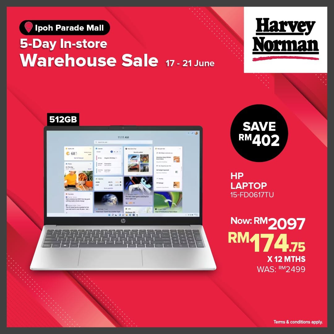 Harvey-Norman-Malaysia-Warehouse-Sale-at-Ipoh-Parade-Mall-7 17–21 June 2026: Harvey Norman Malaysia Warehouse Sale at Ipoh Parade Mall, Massive Tech and Home Promotion with Up to 75% Off and 0% Interest Instalment Deal