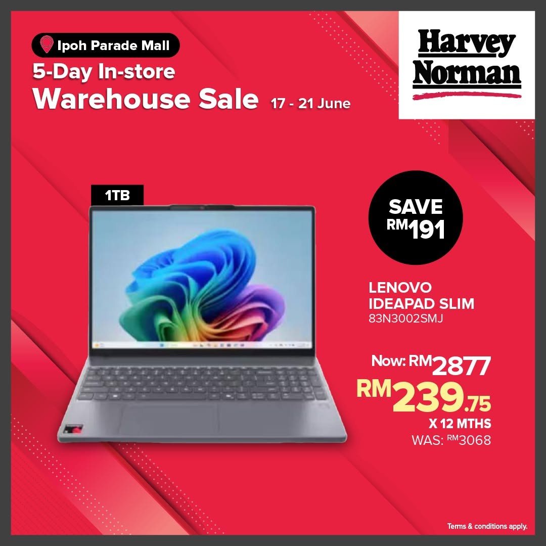 Harvey-Norman-Malaysia-Warehouse-Sale-at-Ipoh-Parade-Mall-8 17–21 June 2026: Harvey Norman Malaysia Warehouse Sale at Ipoh Parade Mall, Massive Tech and Home Promotion with Up to 75% Off and 0% Interest Instalment Deal