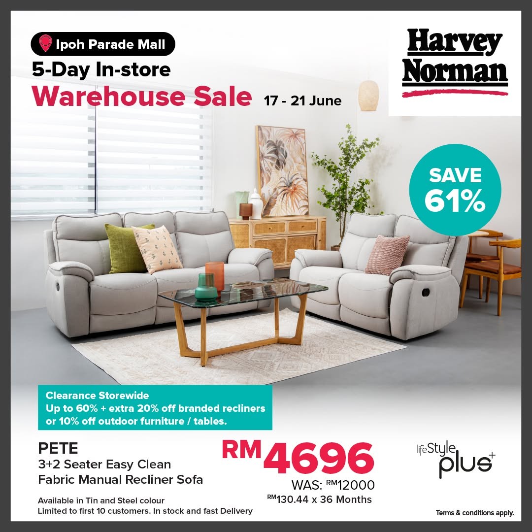 Harvey-Norman-Malaysia-Warehouse-Sale-at-Ipoh-Parade-Mall-9 17–21 June 2026: Harvey Norman Malaysia Warehouse Sale at Ipoh Parade Mall, Massive Tech and Home Promotion with Up to 75% Off and 0% Interest Instalment Deal