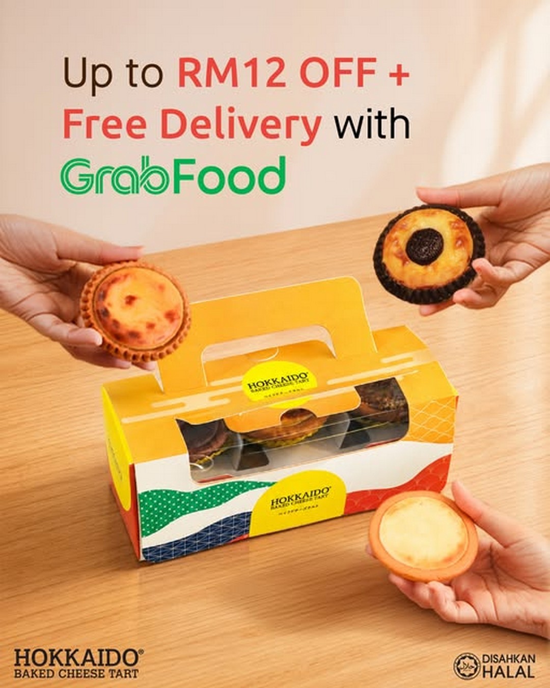 Hokkaido-Baked-Cheese-Tart-GrabFood-Promotion 12 June 2026 onwards: Hokkaido Baked Cheese Tart GrabFood Promotion – Enjoy Up to RM12 Off Plus Free Delivery on Freshly Baked Cheese Tarts