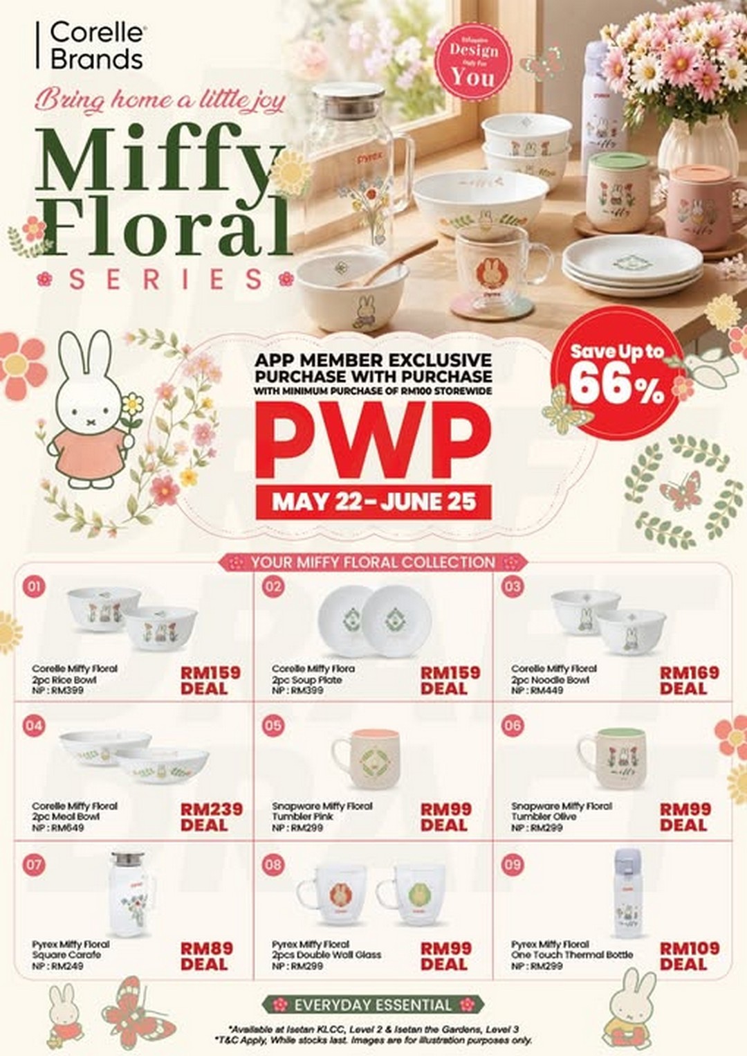 Isetan-Kuala-Lumpur-Corelle-x-Miffy-Floral-Series-Purchase Now till 25 June 2026: Isetan Kuala Lumpur Corelle x Miffy Floral Series Purchase with Purchase Promotion at Isetan KLCC and The Gardens Mall