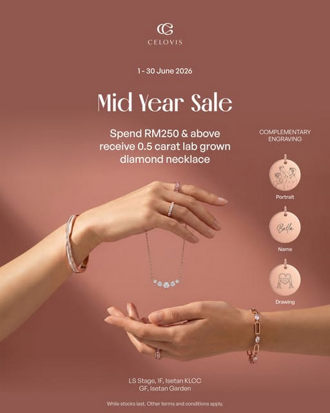 Isetan-Kuala-Lumpur-Mid-Year-Sale 1-30 June 2026: Isetan Kuala Lumpur Mid Year Sale Promotion: Spend RM250 & Receive Lab-Grown Diamond Necklace + Free Personalised Engraving Offer at KLCC & The Gardens Mall