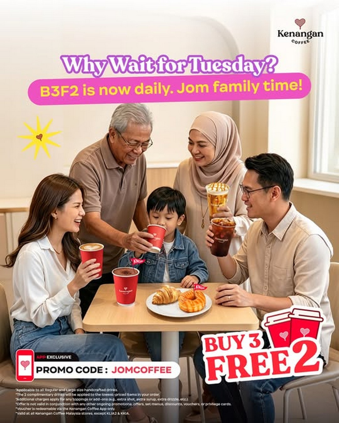 Kenangan-Coffee-Malaysia-Buy-3-Free-2-Daily-Promotion 1 June 2026 onwards: Kenangan Coffee Malaysia, Buy 3 Free 2 Daily Promotion, App-Exclusive JOMCOFFEE Deal Across All Stores Except Airports