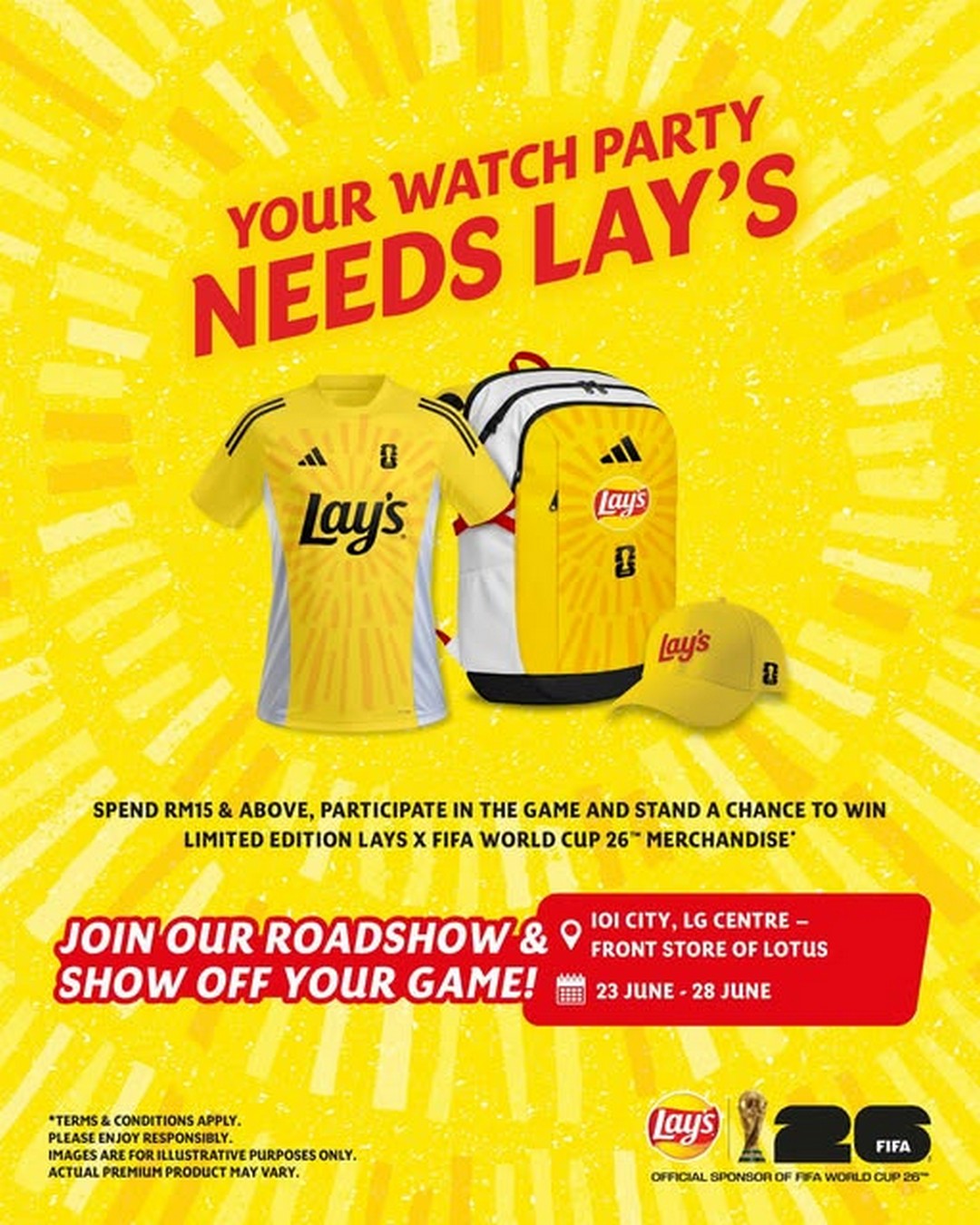 Lays-Malaysia-FIFA-World-Cup-26™-Fan-Giveaway-Promotion 23–28 June 2026: Lay’s Malaysia FIFA World Cup 26™ Fan Giveaway Promotion at IOI City Mall – Cheer for Your Team and Win Exclusive Merchandise