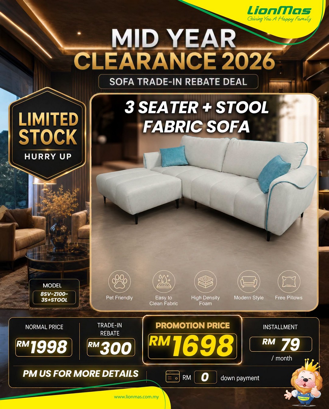 Lionmas-Furnishers-Mid-Year-Clearance-Sale-2026-4 22 June 2026 onwards: Lionmas Furnishers Mid Year Clearance Sale 2026 – Enjoy Massive Sofa Discounts, Cash Rebates Up to RM1,200 and Easy Instalment Plans
